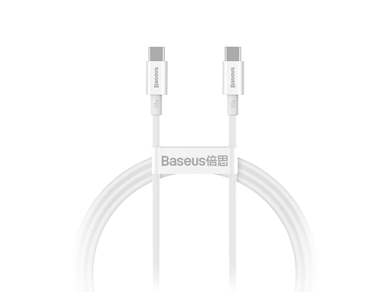 BASEUS Superior sorozatú USB-C-USB-C kábel, 100 W, 1 m, fehér